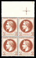 ** N°26Ba, 2c Rouge-brun Foncé Type II, Bloc De Quatre Bdf Avec Croix De Repère. TTB (certificat)  Qualité: ** - 1863-1870 Napoléon III. Laure