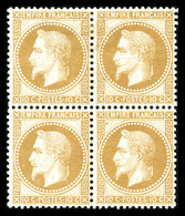 ** N°28B, 10c Bistre Type II En Bloc De Quatre (2ex*), Fraîcheur Postale. Très Bon Centrage. SUP (certificat)  Qualité:  - 1863-1870 Napoleon III With Laurels