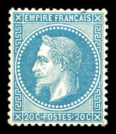 ** N°29B, 20c Bleu Type II, Fraîcheur Postale, Très Bon Centrage. SUP (certificat)  Qualité: ** - 1863-1870 Napoleon III With Laurels