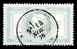 O N°33, 5F Violet-gris Obl Càd Central, SUP (signé Scheller/certificat)  Qualité: O  Cote: 1150 Euros - 1863-1870 Napoleon III With Laurels