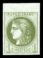 ** N°39A, 1c Olive Report 1 Bdf, Fraîcheur Postale, SUP (certificat)  Qualité: ** - 1870 Emission De Bordeaux