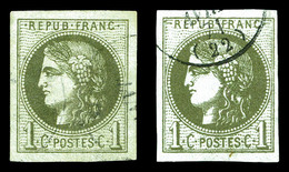 O N°39A/Ba, 1c Olive Rep 1 Et 1c Olive Foncé Rep 2. TTB  Qualité: O  Cote: 505 Euros - 1870 Ausgabe Bordeaux