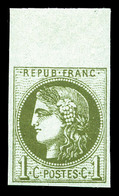 ** N°39B, 1c Olive Rep 2, Bord De Feuille, Fraîcheur Postale. SUP  Qualité: ** - 1870 Bordeaux Printing