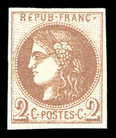 * N°40A, 2c Chocolat Clair Report 1, Fraîcheur Postale. SUP (signé/certificat)  Qualité: *  Cote: 1750 Euros - 1870 Bordeaux Printing