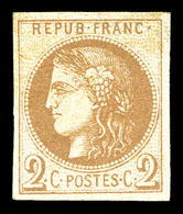 * N°40A, 2c Chocolat Clair Report 1, Fraîcheur Postale. SUP (signé Calves/Brun/certificat)  Qualité: *  Cote: 1750 Euros - 1870 Bordeaux Printing