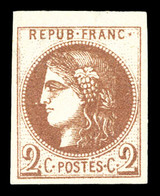 (*) N°40A, 2c Chocolat Clair Rep I Bdf, Pelurage Sinon TB (certificat)  Qualité: (*) - 1870 Bordeaux Printing