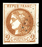 O N°40B, 2c Brun-rouge Rep 2, Petit Bdf Latéral, Obl Légère. TTB (signé Brun)  Qualité: O  Cote: 330 Euros - 1870 Bordeaux Printing