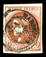 O N°40Ba, 2c Rouge Brique Report 2 Obl GC, Très Jolie Nuance, SUP (signé Calves/certificat)  Qualité: O  Cote: 900 Euros - 1870 Bordeaux Printing