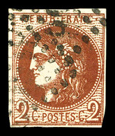 O N°40Bf, 2c Rouge-brique Très Foncé, Filet SE Effleuré Mais SUPERBE NUANCE EXTRÊME. R.R. (signé Calves/certificat)  Qua - 1870 Bordeaux Printing