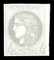 ** N°41B, 4c Gris Report 2, Paille De Papier Partie, Fraîcheur Postale. SUP (certificat)  Qualité: ** - 1870 Uitgave Van Bordeaux