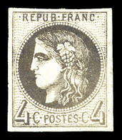 * N°41Bc, 4c GRIS NOIR Report 2, Très Jolie Couleur. SUPERBE. R.R. (certificat)  Qualité: *  Cote: 3500 Euros - 1870 Uitgave Van Bordeaux