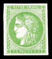 * N°42B, 5c Vert-jaune Rep 2. TB (signé Scheller)  Qualité: *  Cote: 370 Euros - 1870 Bordeaux Printing
