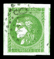 O N°42B, 5c Vert-jaune, Très Grandes Marges. PIECE CHOISIE. SUP (certificat)  Qualité: O - 1870 Bordeaux Printing