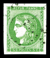 O N°42Ba, 5c Vert-jaune Foncé Rep 2, Quatre Belles Marges. TTB (signé Scheller)  Qualité: O  Cote: 300 Euros - 1870 Bordeaux Printing