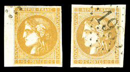 O N°43A/B, 10c Bordeaux: Reports 1 Et 2, Les 2 Ex TTB (signés)  Qualité: O - 1870 Bordeaux Printing