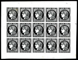 (*) N°47, 30c, Essai En Noir, Bloc Report Complet De 15 Exemplaires. R.R.R. SUPERBE (signé Scheller/certificats)  Qualit - 1870 Ausgabe Bordeaux