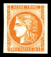 ** N°48, 40c Orange, Grandes Marges, Fraîcheur Postale. SUP (certificat)  Qualité: ** - 1870 Uitgave Van Bordeaux