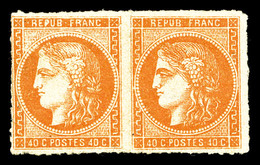 * N°48, 40c Orange En Paire Percée En Ligne. TB (certificat)  Qualité: *  Cote: 1500 Euros - 1870 Bordeaux Printing