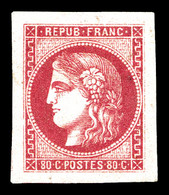 * N°49, 80c Rose, Très Grandes Marges Avec Voisins. SUPERBE (signé Calves/Brun/certificat)  Qualité: * - 1870 Uitgave Van Bordeaux