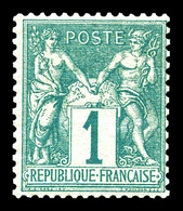** N°61, 1c Vert, Fraîcheur Postale. TTB  Qualité: ** - 1876-1878 Sage (Type I)