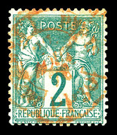 O N°62, 2c Vert Type I Obl Càd Rouge Des Imprimés. TB (signé Scheller)  Qualité: O  Cote: 340 Euros - 1876-1878 Sage (Type I)