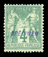 * N°63, 4c Vert, Surchargé 'SPECIMEN', 2 Dents Courtes. TB. R. (certificat)  Qualité: * - 1876-1878 Sage (Type I)