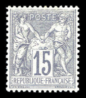 * N°66, 15c Gris Type I, Très Bon Centrage. SUP (certificat)  Qualité: *  Cote: 1400 Euros - 1876-1878 Sage (Type I)