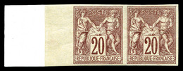 ** N°67a, 20c Brun-lilas Type I Non Dentelé En Paire (1ex*), Bord De Feuille Intégral Avec Fond De Sûreté, Fraîcheur Pos - 1876-1878 Sage (Type I)