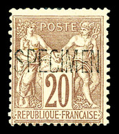 * N°67c, 20c Brun-lilas Type I Surchargé 'SPECIMEN'. SUP. R.R. (certificat)  Qualité: *  Cote: 1250 Euros - 1876-1878 Sage (Type I)