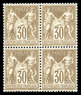 ** N°69, 30c Brun Type I En Bloc De Quatre Fraîcheur Postale, Très Bon Centrage. SUPERBE. R.R. (signé Brun/certificat)   - 1876-1878 Sage (Type I)