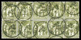 O N°72, 1f Bronze, Bloc De 10 Exemplaires Obl Càd De Lyon Le 6 Nov 76. TB  Qualité: O - 1876-1878 Sage (Type I)