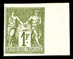 * N°72a, 1F Bronze Non Dentelé, Bord De Feuille Latéral. TTB (signé Brun/certificat)  Qualité: *  Cote: 600 Euros - 1876-1878 Sage (Type I)