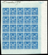 ** N°73a, NON EMIS, 20c Bleu Turquoise Non Dentelé Type II En Panneau Complet De 25 Exemplaires Avec Inscription 'Décemb - 1876-1878 Sage (Type I)