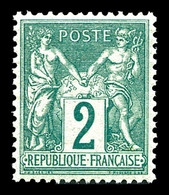 ** N°74, 2c Vert Type II, Fraîcheur Postale, Très Bon Centrage. SUP (signé Calves)  Qualité: ** - 1876-1878 Sage (Type I)