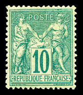 * N°76, 10c Vert Type II, Très Bon Centrage. SUP (certificat)  Qualité: * - 1876-1878 Sage (Type I)