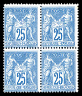 ** N°79, 25c Bleu, Bloc De Quatre (2ex*), Très Frais. TB. R. (certificat)  Qualité: ** - 1876-1878 Sage (Type I)