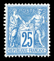 ** N°79, 25c Bleu Type II, Très Bon Centrage, Fraîcheur Postale, SUPERBE (certificat)  Qualité: ** - 1876-1878 Sage (Type I)