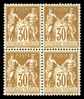 ** N°80a, 30c Brun Type II En Bloc De Quatre, Fraîcheur Postale, Très Bon Centrage. TTB (certificat)  Qualité: ** - 1876-1878 Sage (Type I)