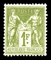 ** N°82, 1F Olive Clair, Fraîcheur Postale Et Bon Centrage. SUP (certificat)  Qualité: ** - 1876-1878 Sage (Type I)