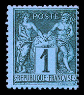 * N°84, 1c Noir Sur Bleu De Prusse, Très Belle Nuance, Exceptionnelle Fraîcheur, SUPERBE. R.R. (certificats)  Qualité: * - 1876-1878 Sage (Type I)