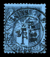 O N°84, 1c Noir Sur Bleu De Prusse, Oblitération Càd Centrale, Très Jolie Pièce, TTB (signé Brun/Scheller/certificat)  Q - 1876-1878 Sage (Type I)