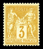 ** N°86, 3c Bistre Sur Jaune, Fraîcheur Postale, SUP (signé Brun/certificat)  Qualité: ** - 1876-1878 Sage (Type I)