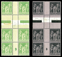 * N°89b, 10c Sage, Paire Horizontale Type II Tenant à Type I En Bloc De 4 Millésime '8' +106b Idem (millesime '9'). TTB  - 1876-1878 Sage (Type I)