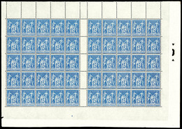 ** N°90, 15c Bleu, Panneau Complet De 50 Exemplaires Sans Millésime, Fraîcheur Postale. SUP (certificat)  Qualité: ** - 1876-1878 Sage (Type I)