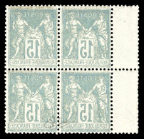 ** N°90, 15c Bleu, Impression Recto-verso En Bloc De 4. TB (signé Calves)  Qualité: **  Cote: 360 Euros - 1876-1878 Sage (Type I)