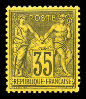 ** N°93, 35c Violet-noir Sur Jaune, Fraîcheur Postale, Très Bon Centrage. SUPERBE (signé Calves/certificat)  Qualité: ** - 1876-1878 Sage (Type I)