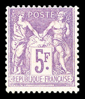 * N°95, 5f Violet Sur Lilas, Frais. TB (certificat)  Qualité: *  Cote: 650 Euros - 1876-1878 Sage (Type I)