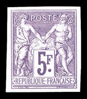 ** N°95e, 5F Violet Sur Lilas NON DENTELÉ, Fraîcheur Postale, RARE (signé Calves/certificat)  Qualité: ** - 1876-1878 Sage (Type I)