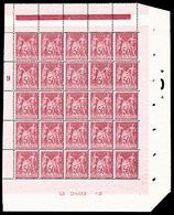 ** N°98, 50c Rose Type II En Panneau De 25 Exemplaires Avec Perforation De Contrôle Et Numéro De Feuille, FRAÎCHEUR POST - 1876-1878 Sage (Type I)