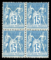 ** N°101, 15c Bleu En Bloc De Quatre Bon Centrage. TTB  Qualité: ** - 1876-1878 Sage (Type I)